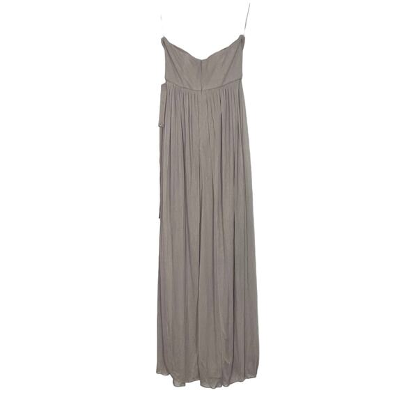 David's Bridal One Shoulder Strap Beige Maxi Dress Size 4 - Picture 9 of 16